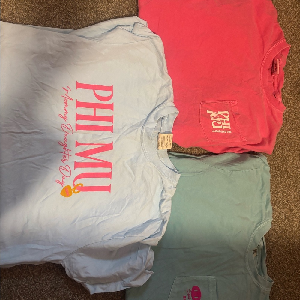 Phi Mu T-Shirts - Pink, Light Blue, Teal